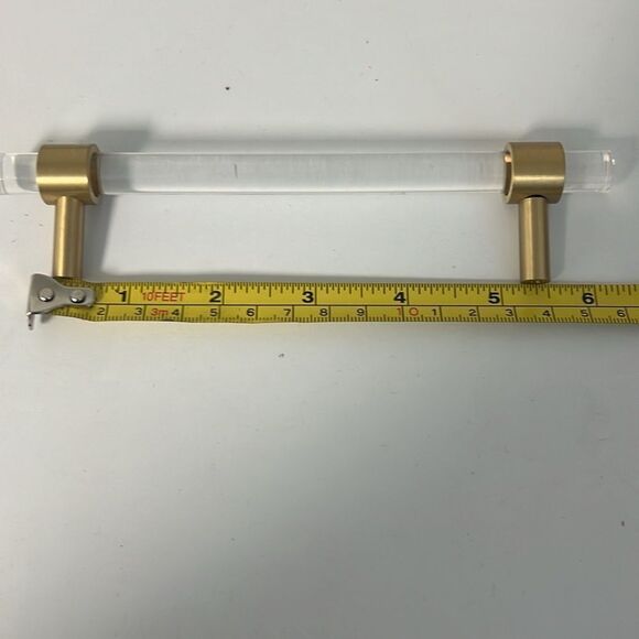 Anthropologie Gold and Acrylic Handle Cabinet Drawer Pull - Picture 4 of 7